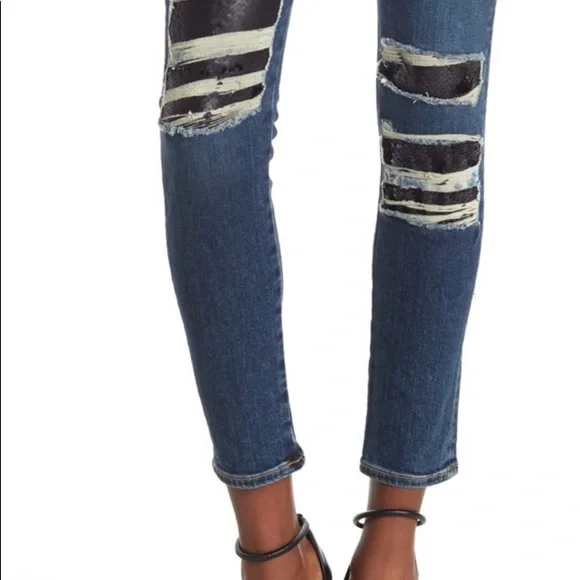 NWT! Ramy Brook distressed sequin skinny jeans sz 27 perfect for Christmas!! - Picture 2 of 3